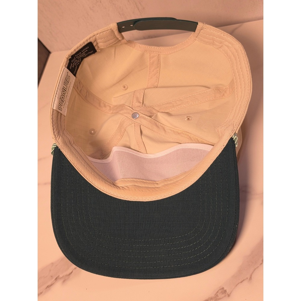 Peanuts Snoopy Camping Ripstop Snapback Hat Tan Green Its All Good In The Woods - Picture 6 of 8